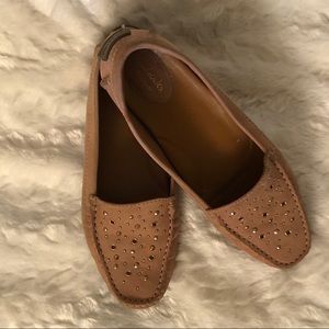 Clarks Suede Leather Loafers with Gold Accents 10M
